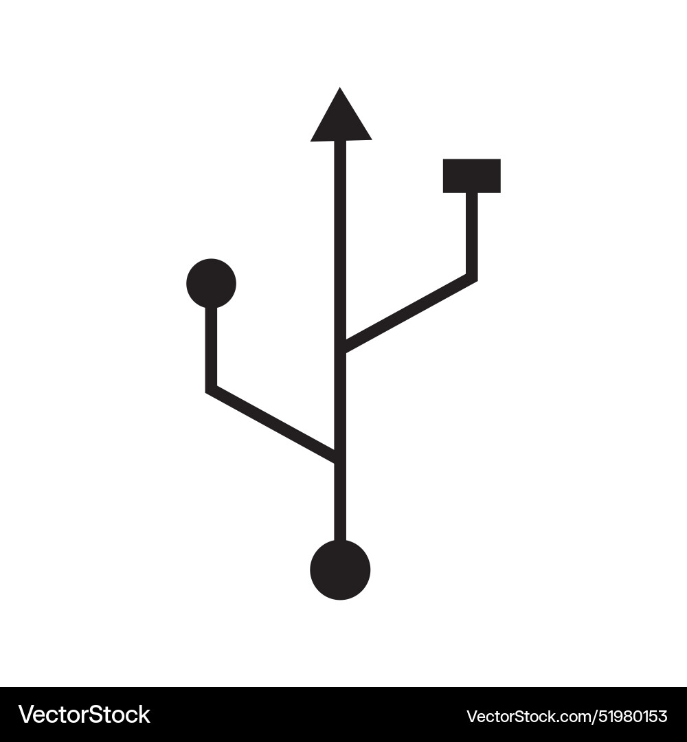 Usb icon in flat style with background Vector Image