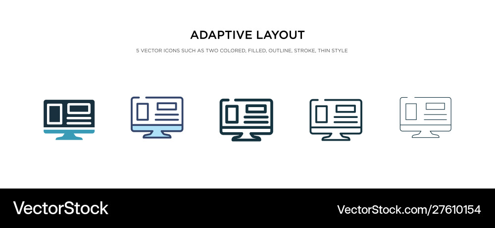 Adaptive layout icon in different style two Adaptive layout icon in different style two vector image