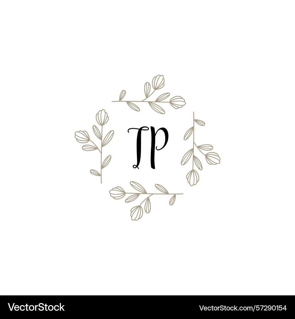 Botanical monogram logos with initial tp Botanical monogram logos with initial tp Vector Image