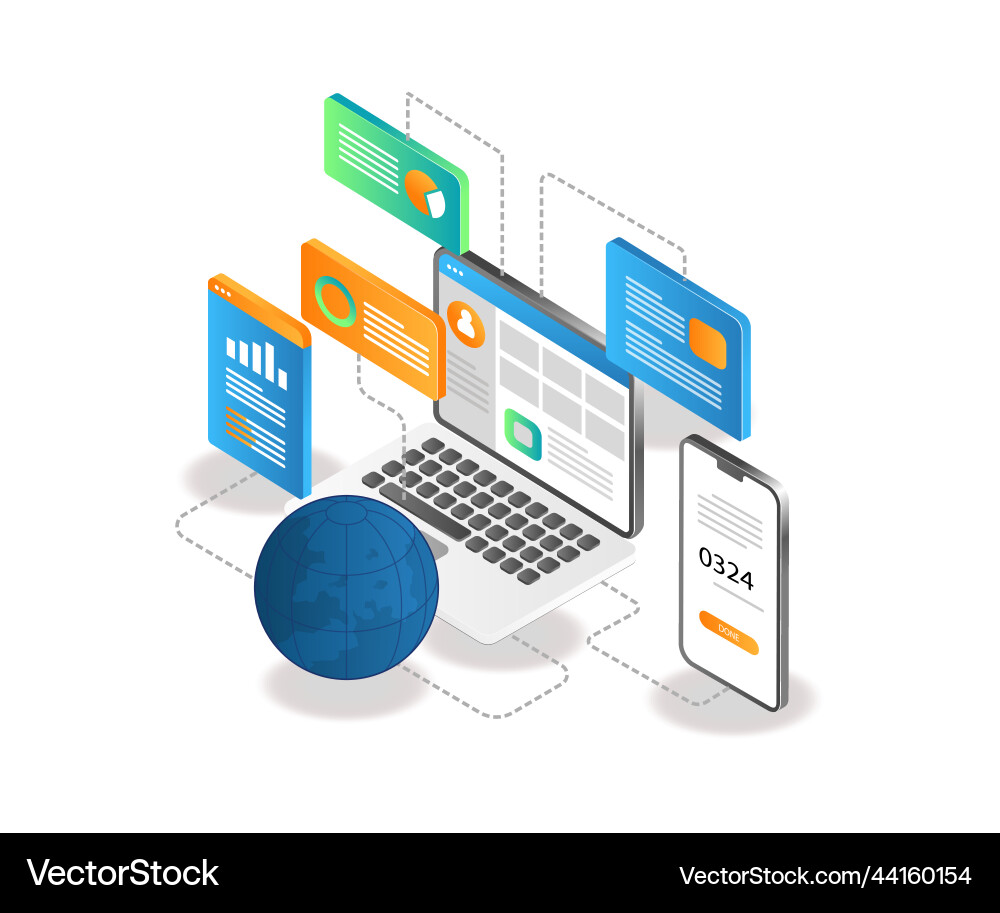 Computer web application network Computer web application network vector image