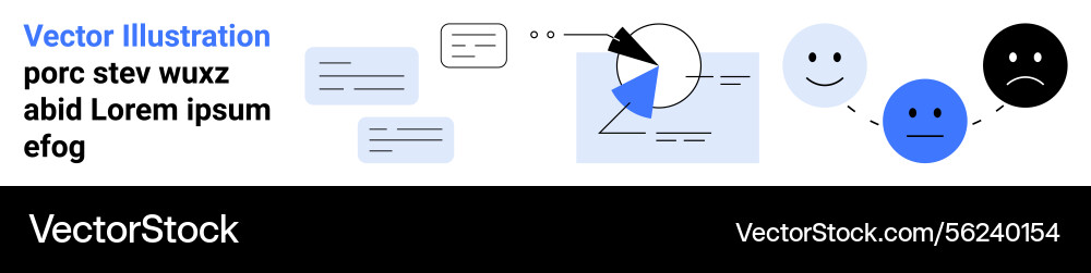 Data analysis with pie chart and user sentiments Data analysis with pie chart and user sentiments vector image