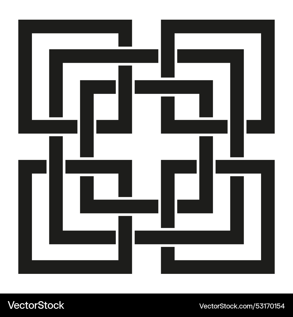 Geometric maze pattern black rectangular lines Vector Image