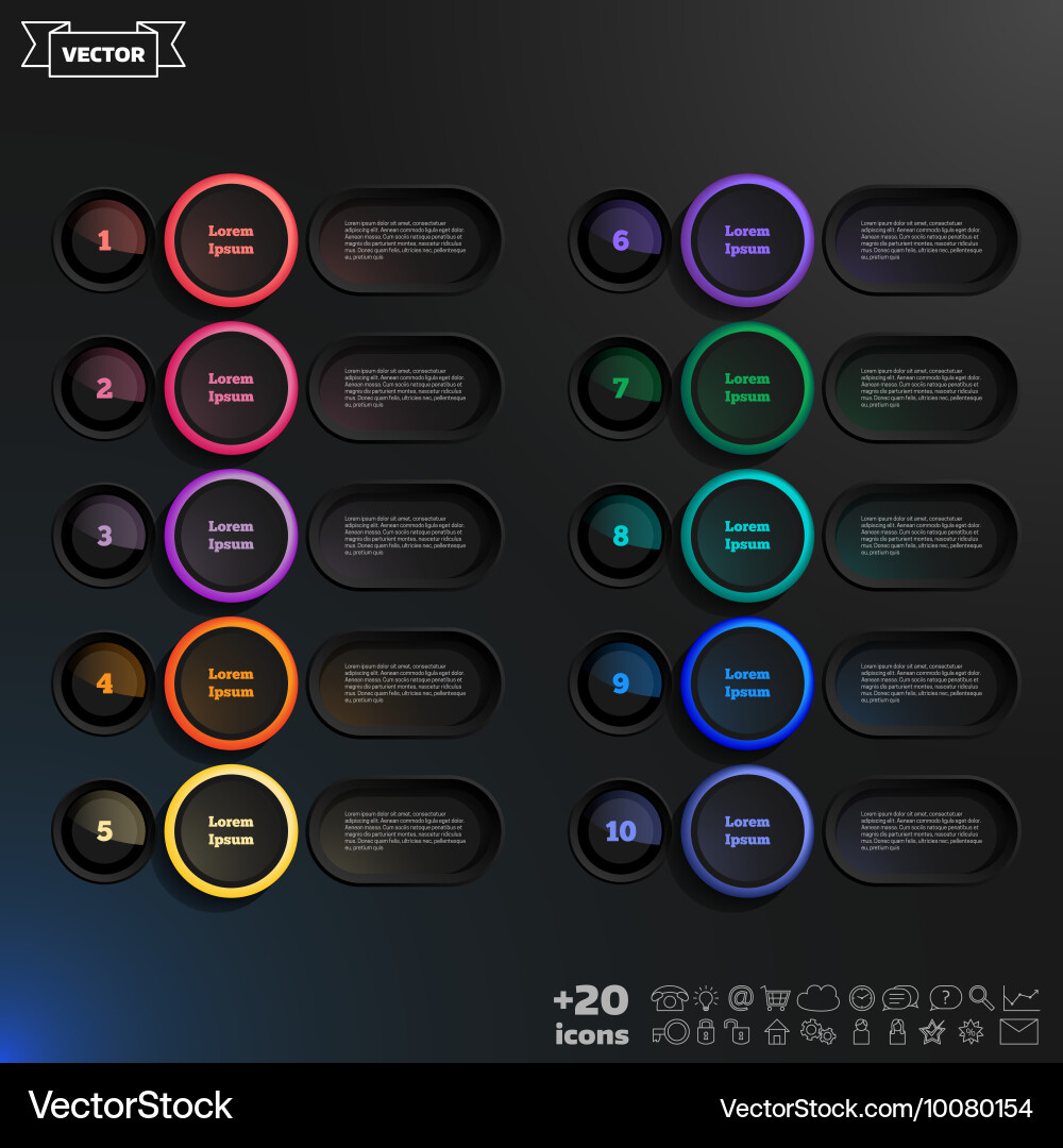 Infographic design list with colorful circles vector image