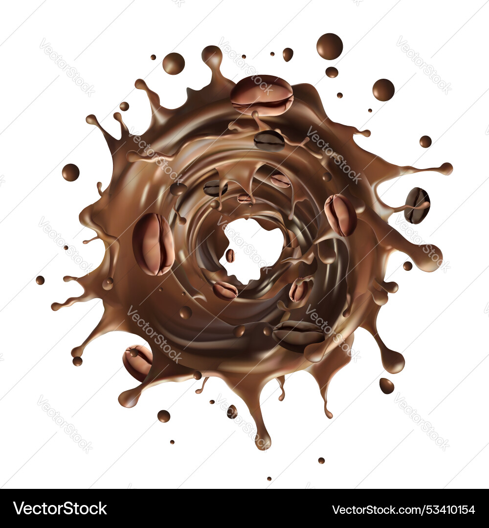 Milk coffee splash in the middle isolated Milk coffee splash in the middle isolated vector image