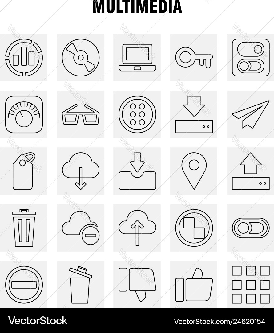 Multimedia line icon for web print and mobile Multimedia line icon for web print and mobile vector image