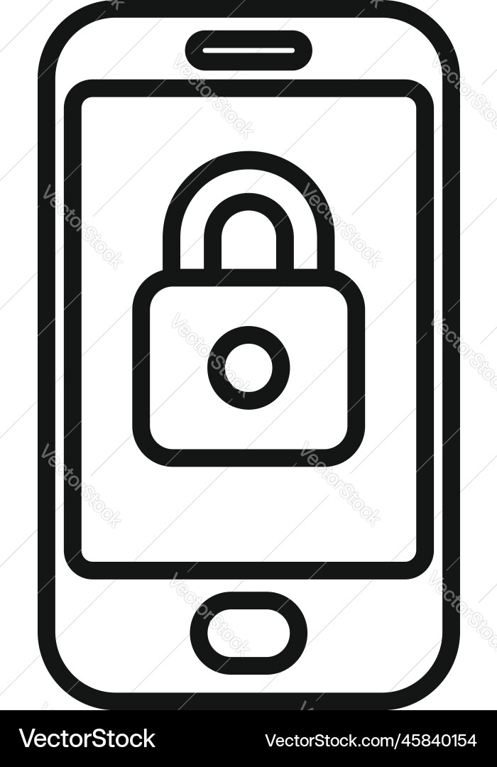 Phone lock icon outline hacker error Phone lock icon outline hacker error vector image