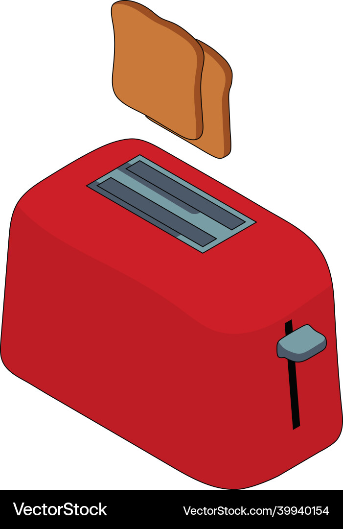 Red toaster with toast in isometric view Vector Image