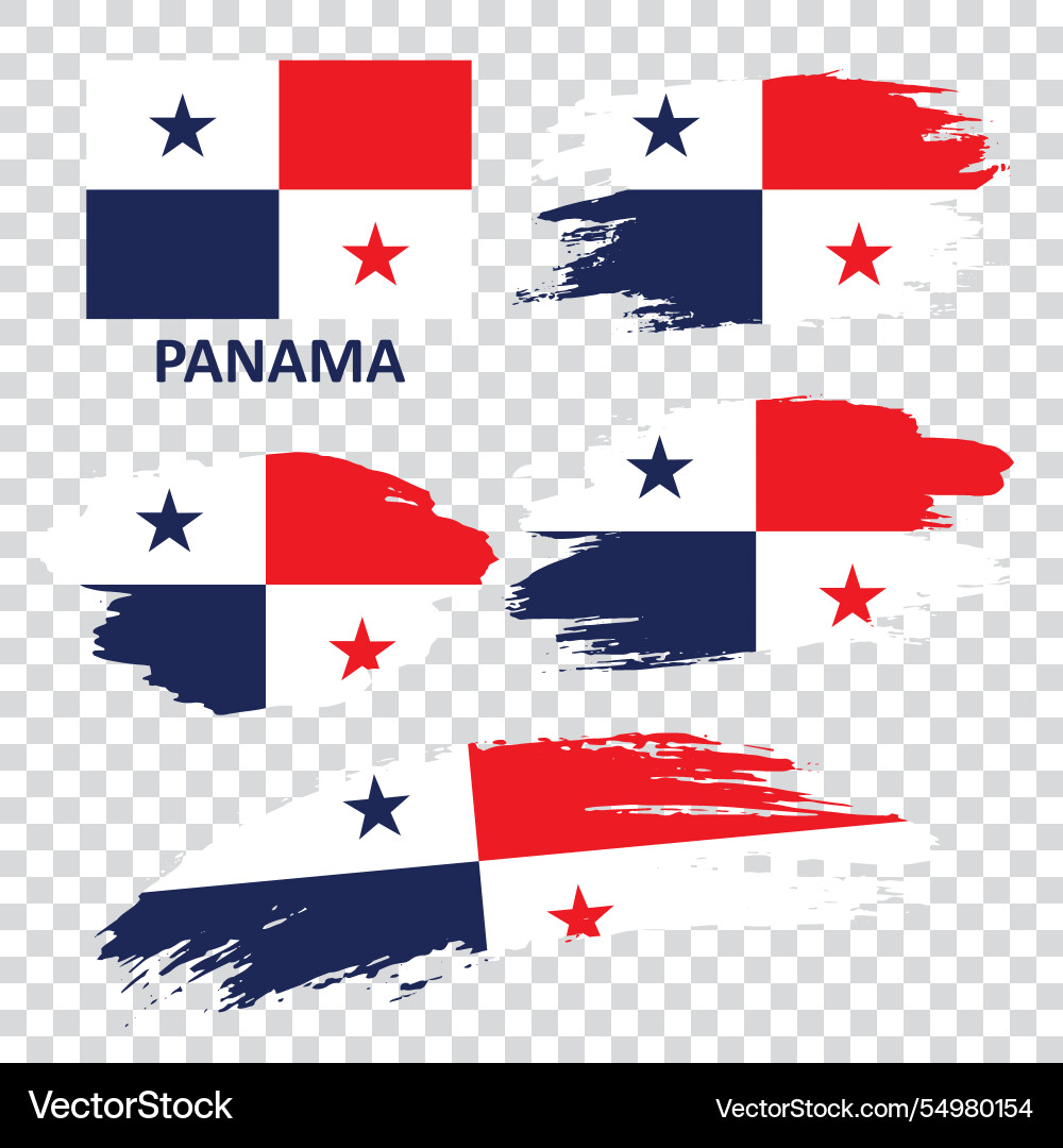 Satz von Panama-Flags Hand gezogen mit einem Pinsel Satz von Panama-Flags Hand gezogen mit einem Pinsel vektorbild