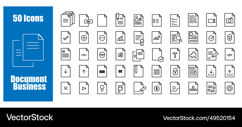 Set business document icon lined file and web doc Set business document icon lined file and web doc vector image
