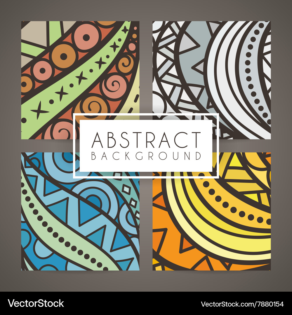 Set of four colorful intricate patterns vector image
