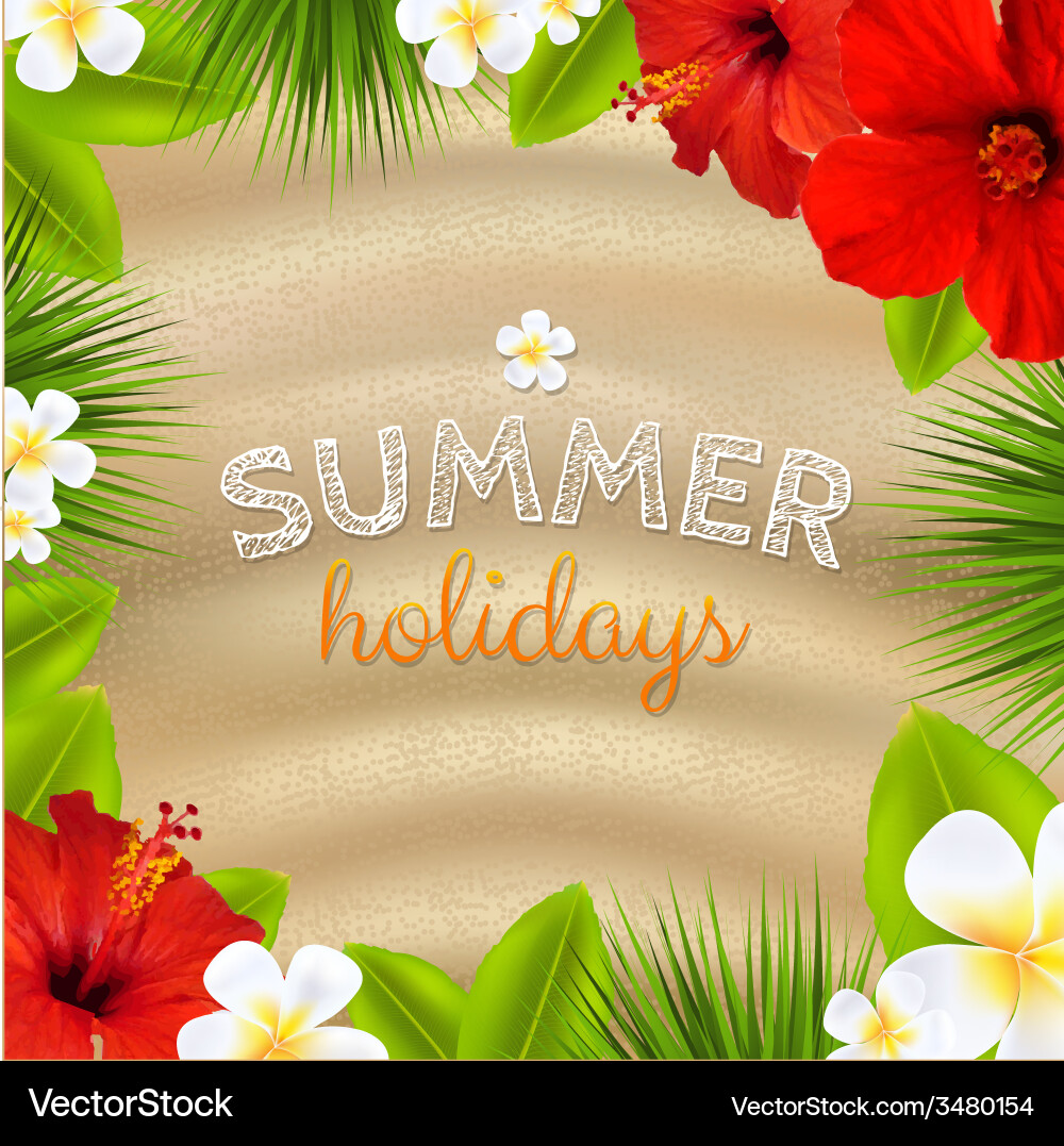 Tropical Floral Frame Vector Image