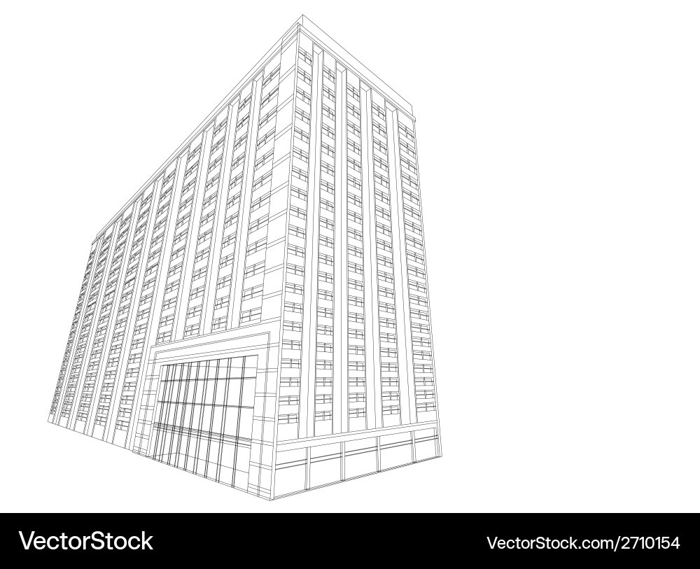 Wireframe Building Model vector image