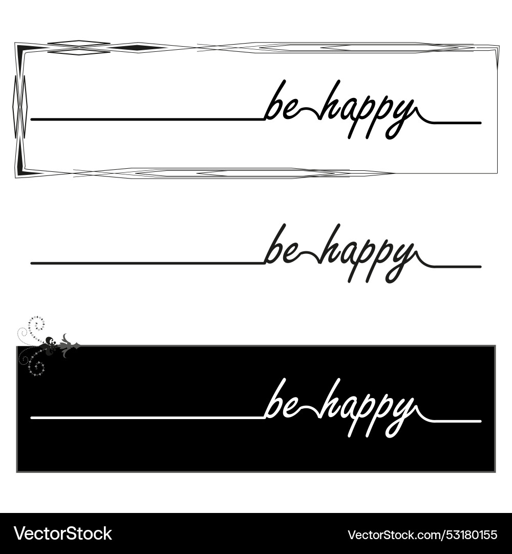 Be happy continuous one line with word eps 10 Vector Image