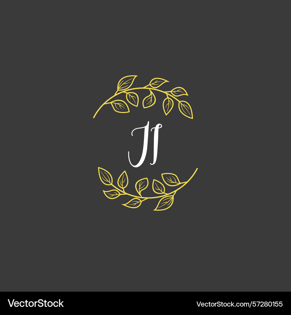 Botanical monogram logos with initial ji Vector Image