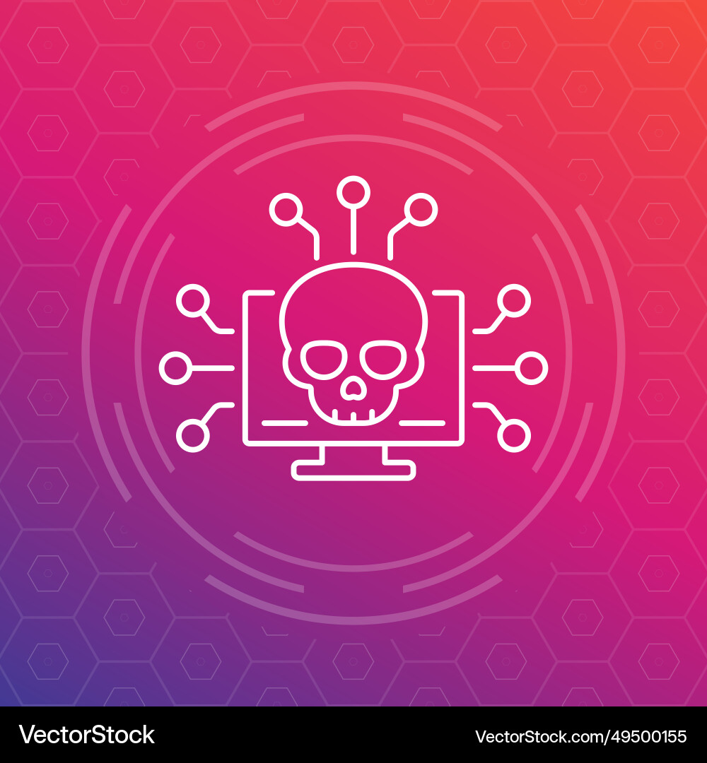 Botnet line icon malware in computer vector image
