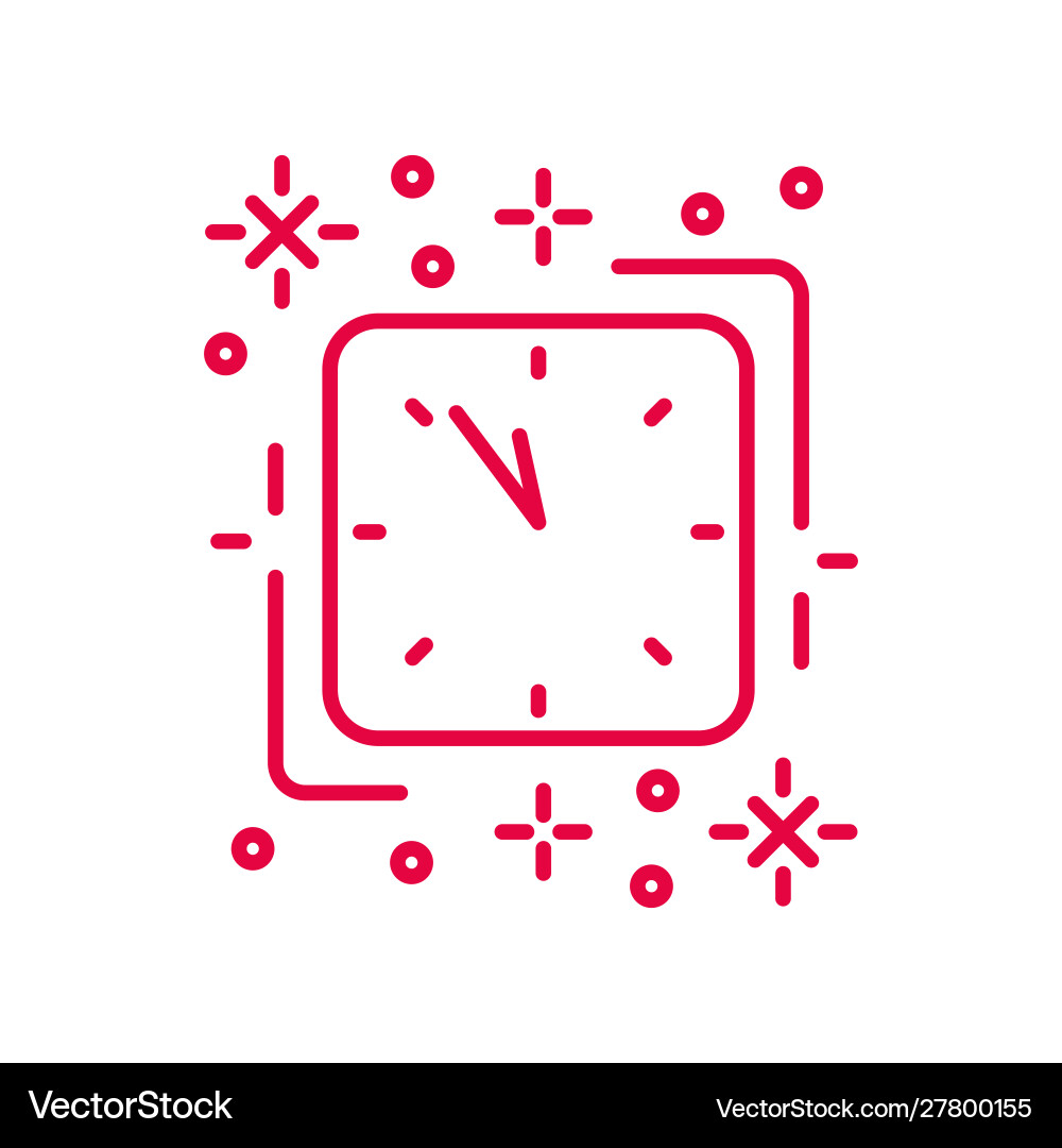 Countdown to new year minimal linear icon in red Countdown to new year minimal linear icon in red Vector Image
