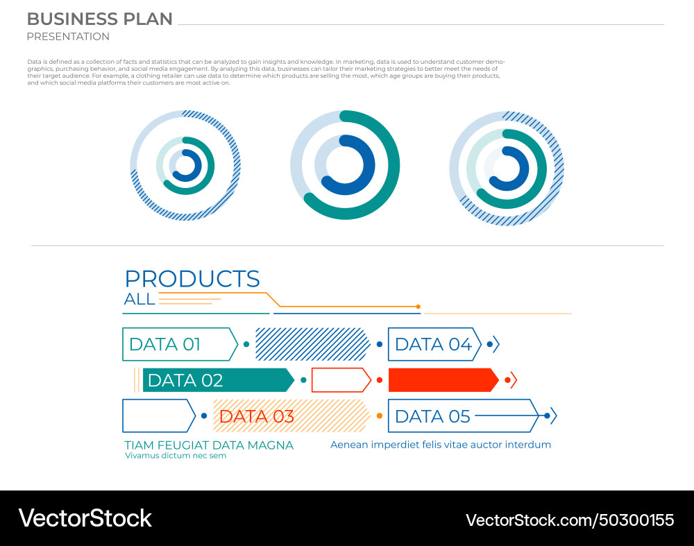 Data analysis charts in color finance elements vector image