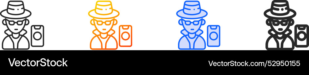 Hacker iconthin linear gradient blue stroke Hacker iconthin linear gradient blue stroke Vector Image