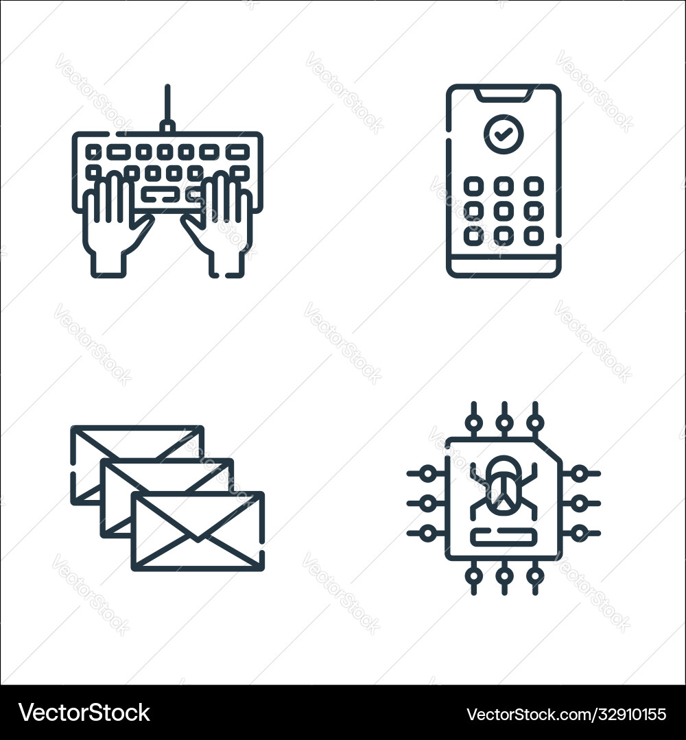 Hacker line icons linear set quality Hacker line icons linear set quality vector image