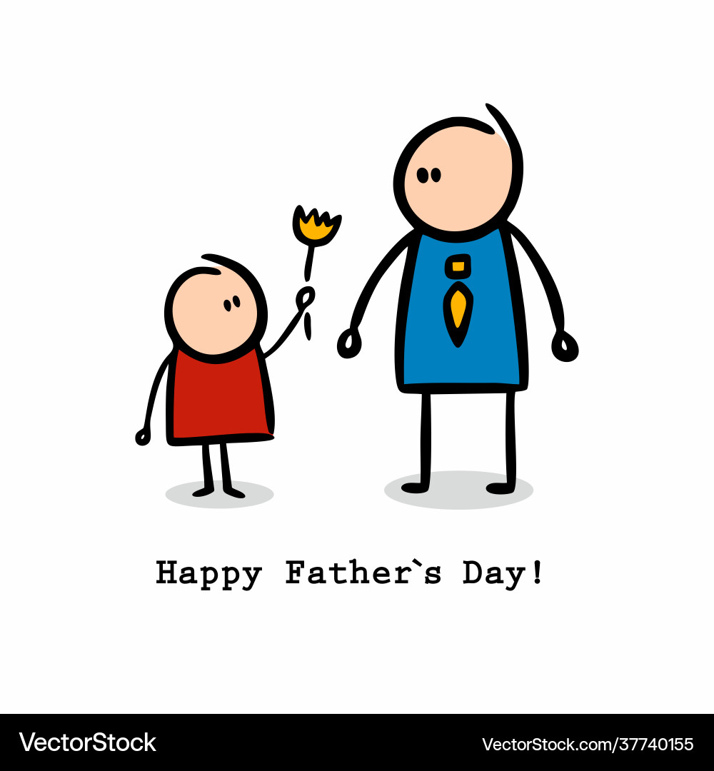 Happy fathers day postcard with cute doodle Vector Image