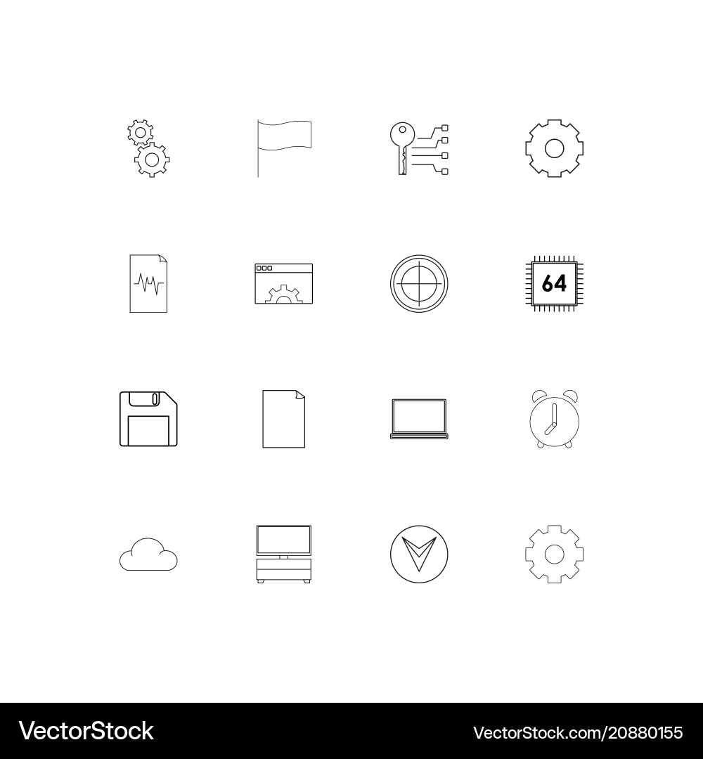 Internet technologies linear thin icons set vector image