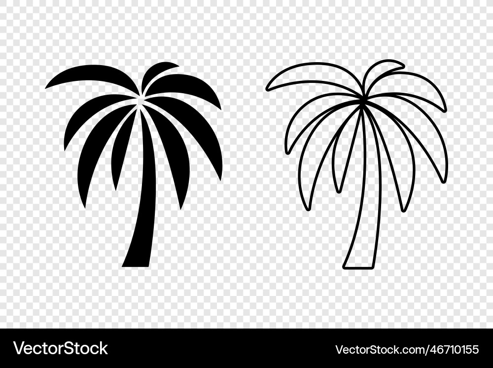 Palm trees tree icon set isolated Palm trees tree icon set isolated vector image