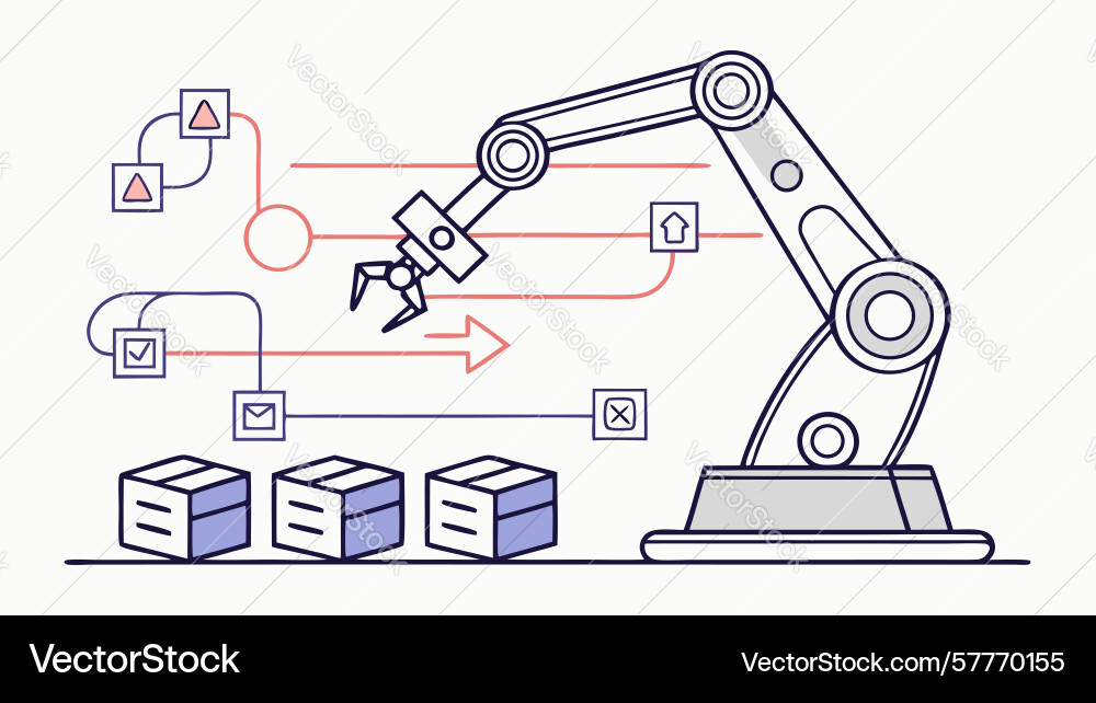 Precision robotic assembly and automation design vector image