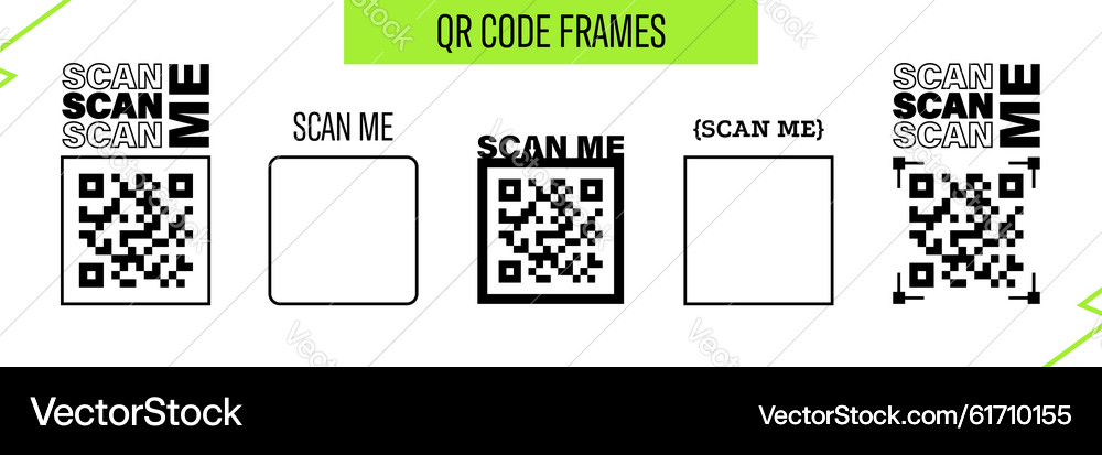 Scan Me Frame Icons - QR Code Labels – Royalty-Free Vector | VectorStock