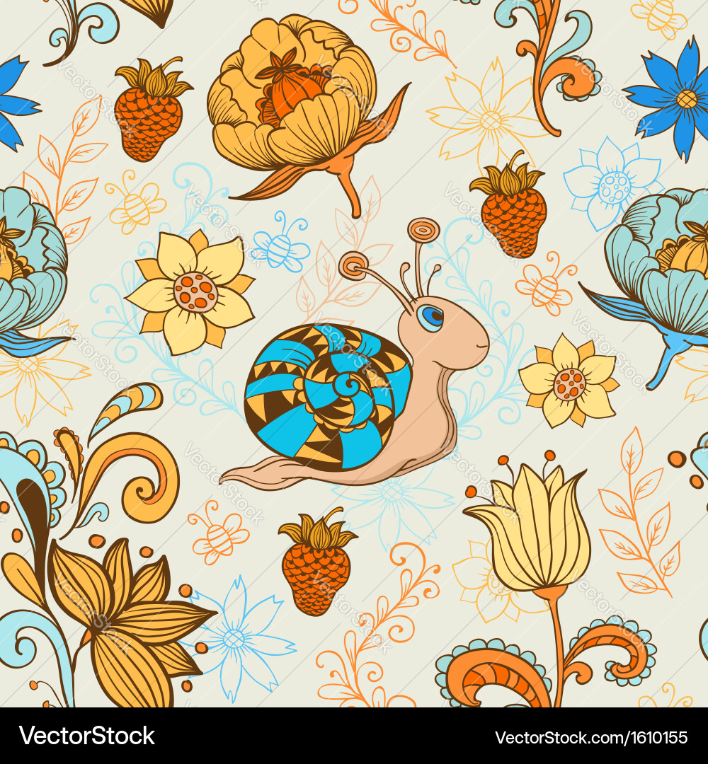 Seamless pattern with snail Vector Image