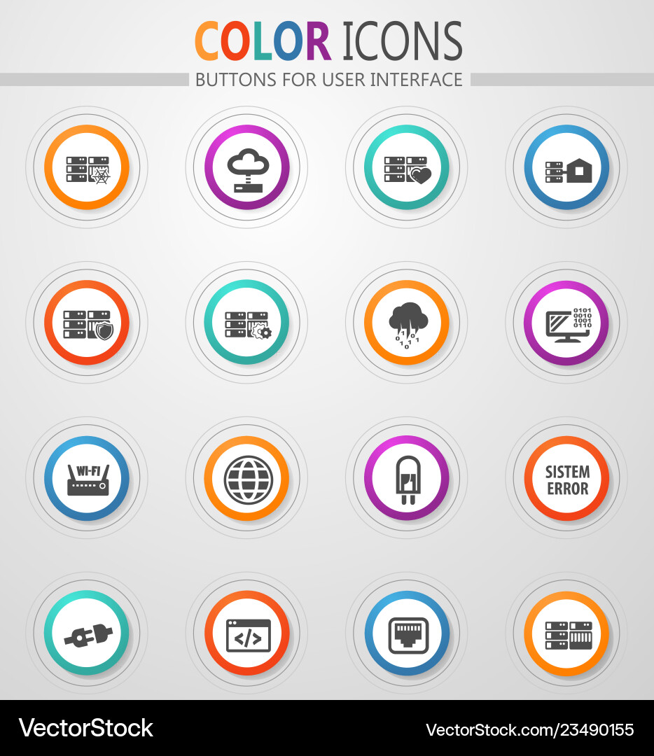 Server Icon Set - Web & Cloud Vector Image