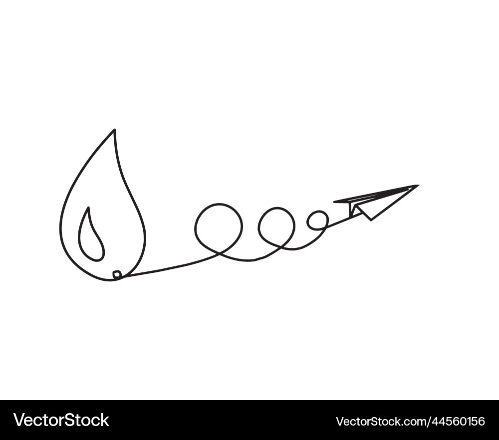 Abstract drop with paper plane as line drawing vector image