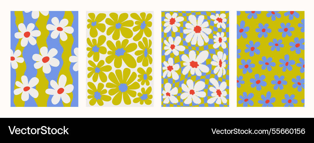 Abstract psychedelic retro pattern set groovy Abstract psychedelic retro pattern set groovy vector image