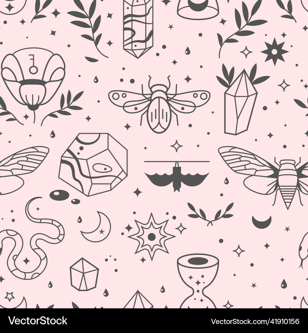 Bohemian style print line mystic elements nature Bohemian style print line mystic elements nature vector image