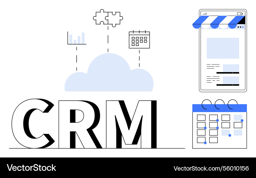 Cloud-based crm system with calendar integration Cloud-based crm system with calendar integration vector image