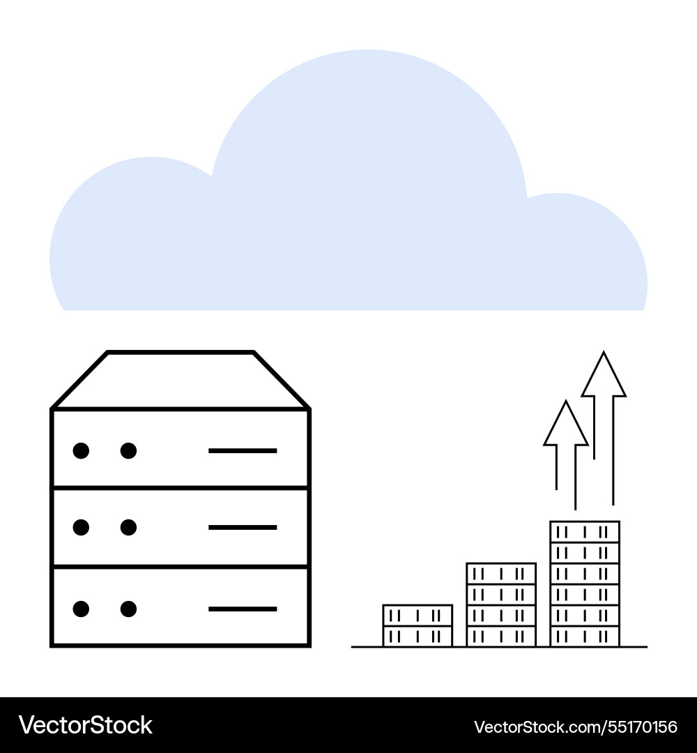 Cloud computing with server data growth Cloud computing with server data growth vector image