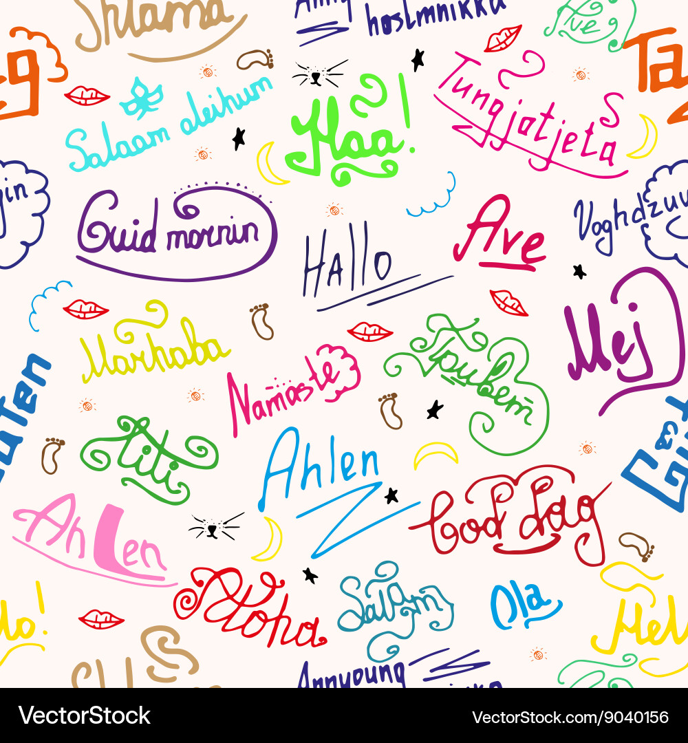 Colorful Multi-Language Greetings Texture Vector Image