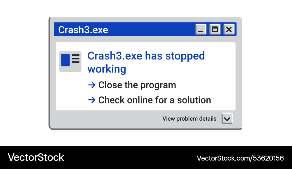 Crash alte Fenster Fehlermeldung erscheinen Programm Crash alte Fenster Fehlermeldung erscheinen Programm vektorbild
