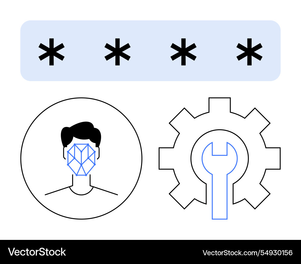 Cybersecurity authentication elements featuring Cybersecurity authentication elements featuring vector image