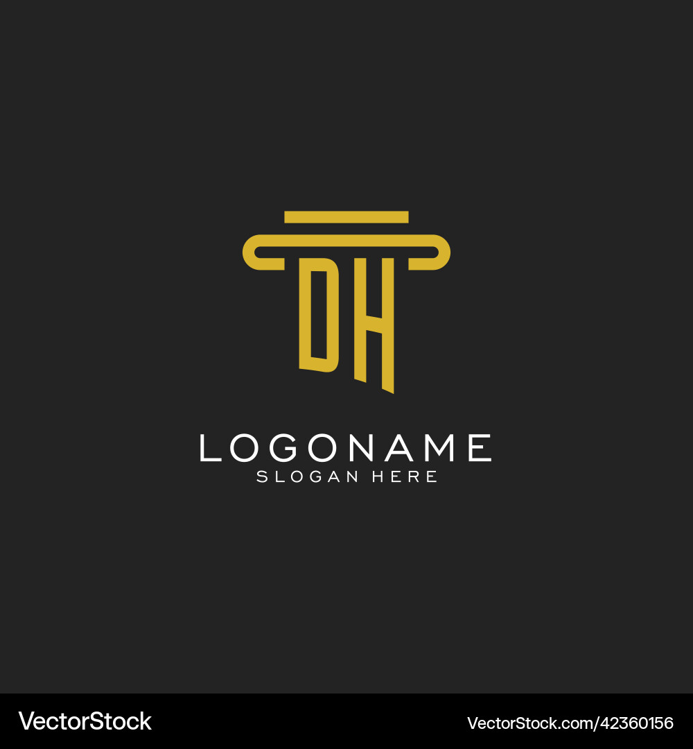 Dh initial logo with simple pillar style design Dh initial logo with simple pillar style design Vector Image