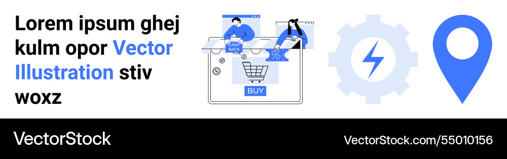 E-commerce interaction with user interface gear Vector Image