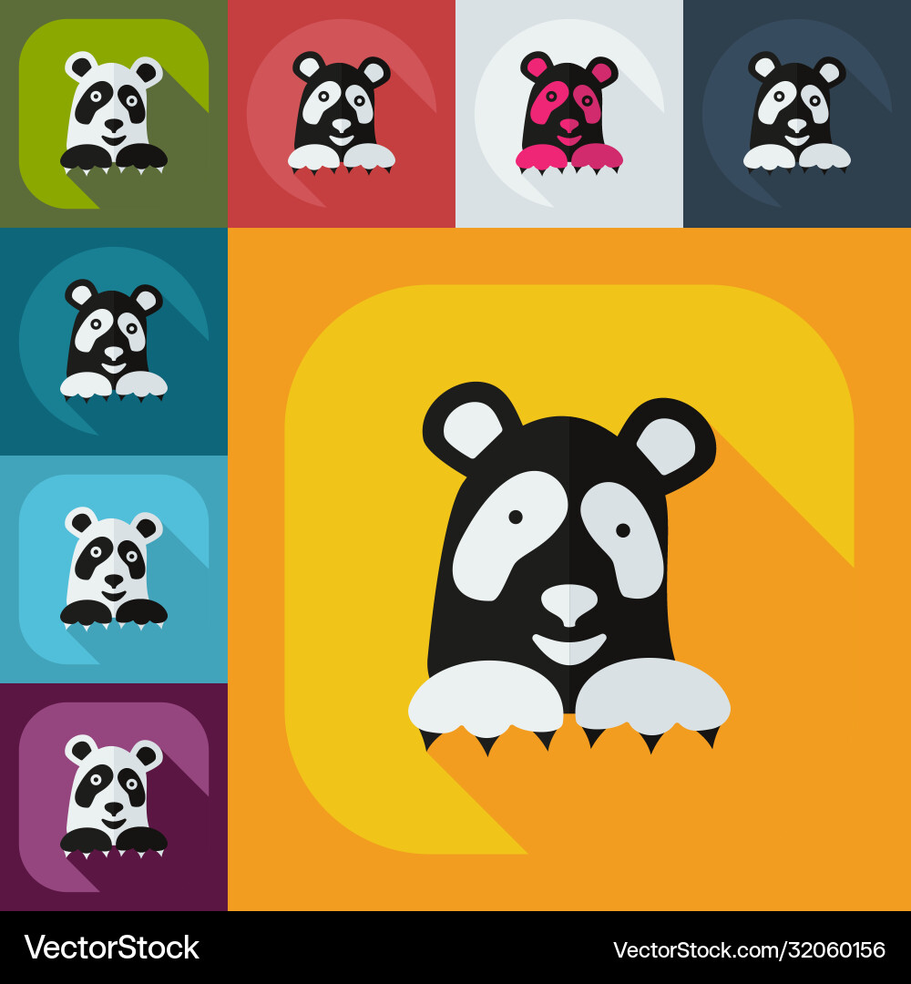 Flat modern design with shadow icons pandas vector image