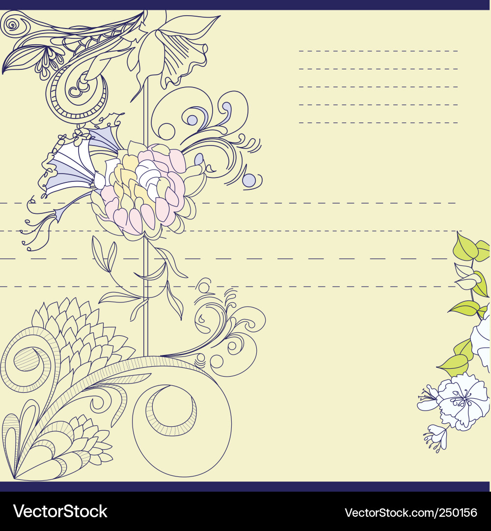 Floral Note Paper Template Vector Image