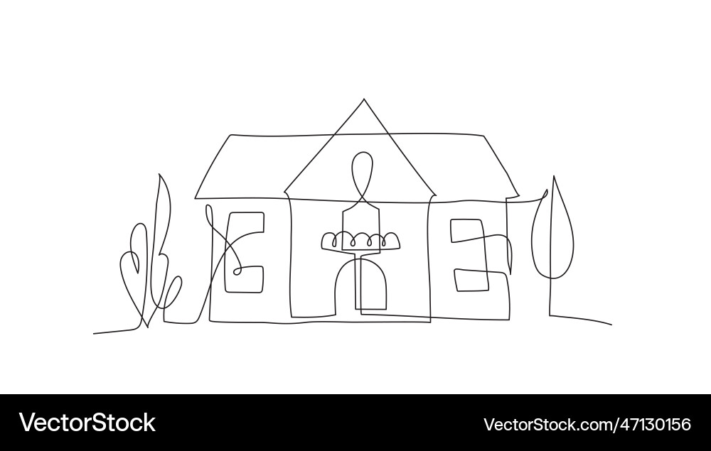 House in continuous line art drawing style House in continuous line art drawing style vector image