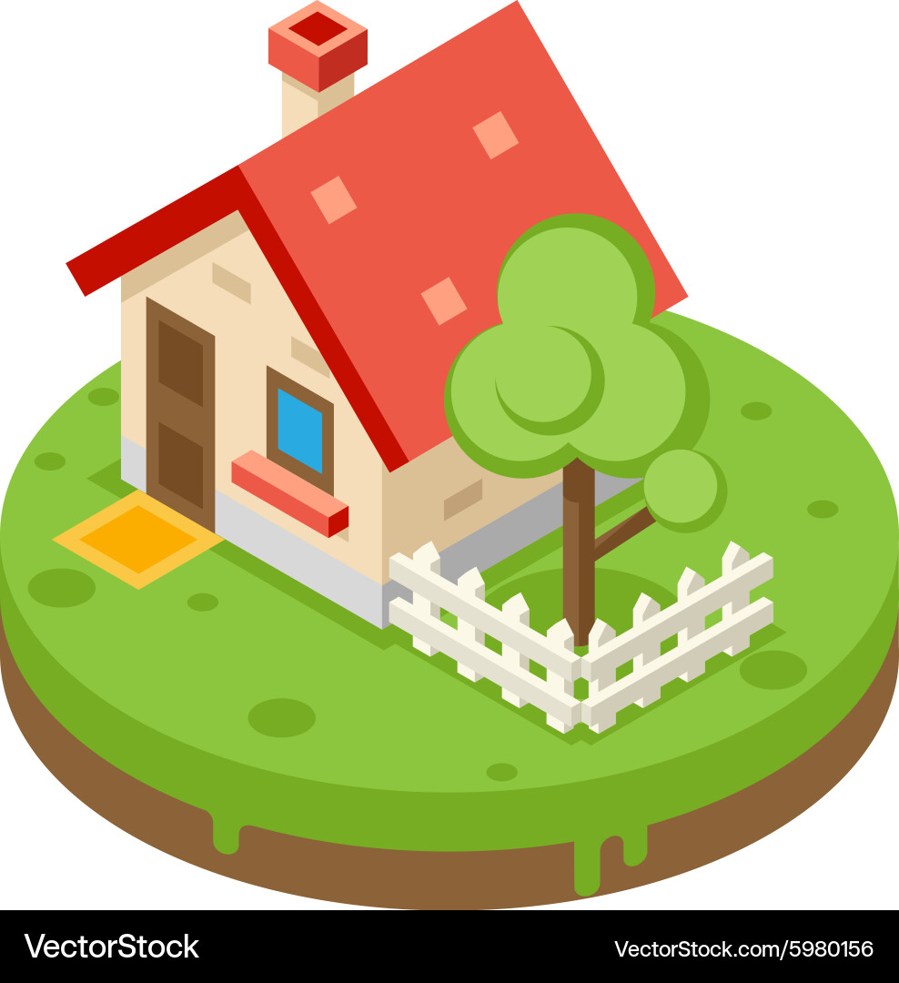 House with Tree on Lawn vector image