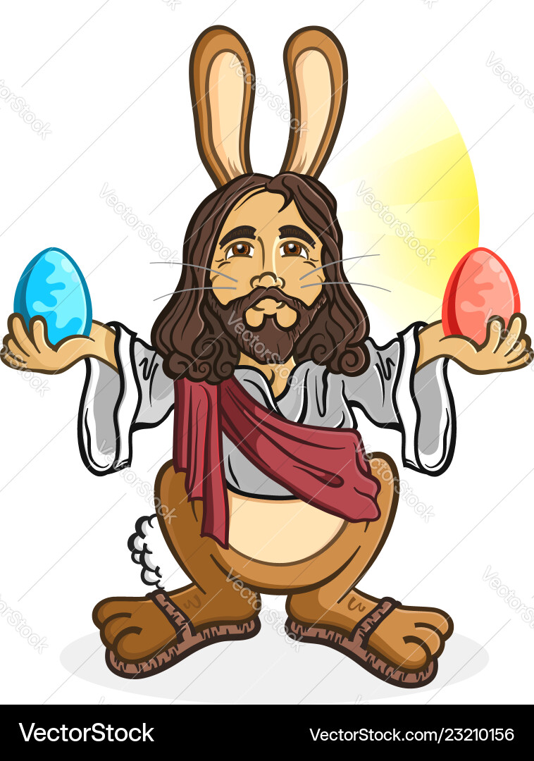 Jesus Easter Bunny Cartoon – Royalty-Free Vector | VectorStock, image size:758x1080