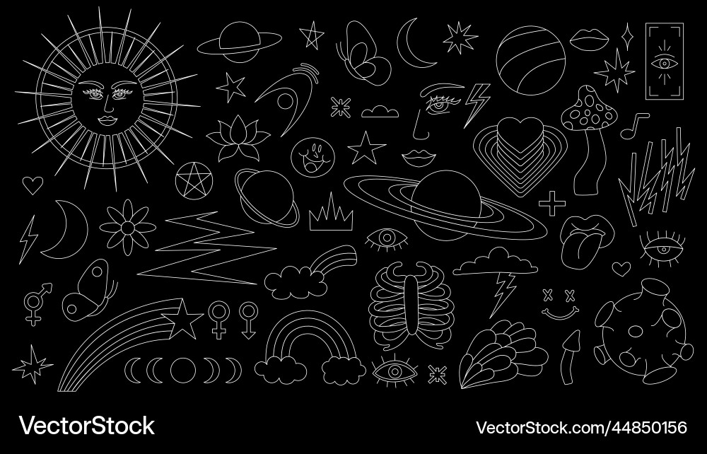 Magic background in retro style with hand drawn Magic background in retro style with hand drawn vector image