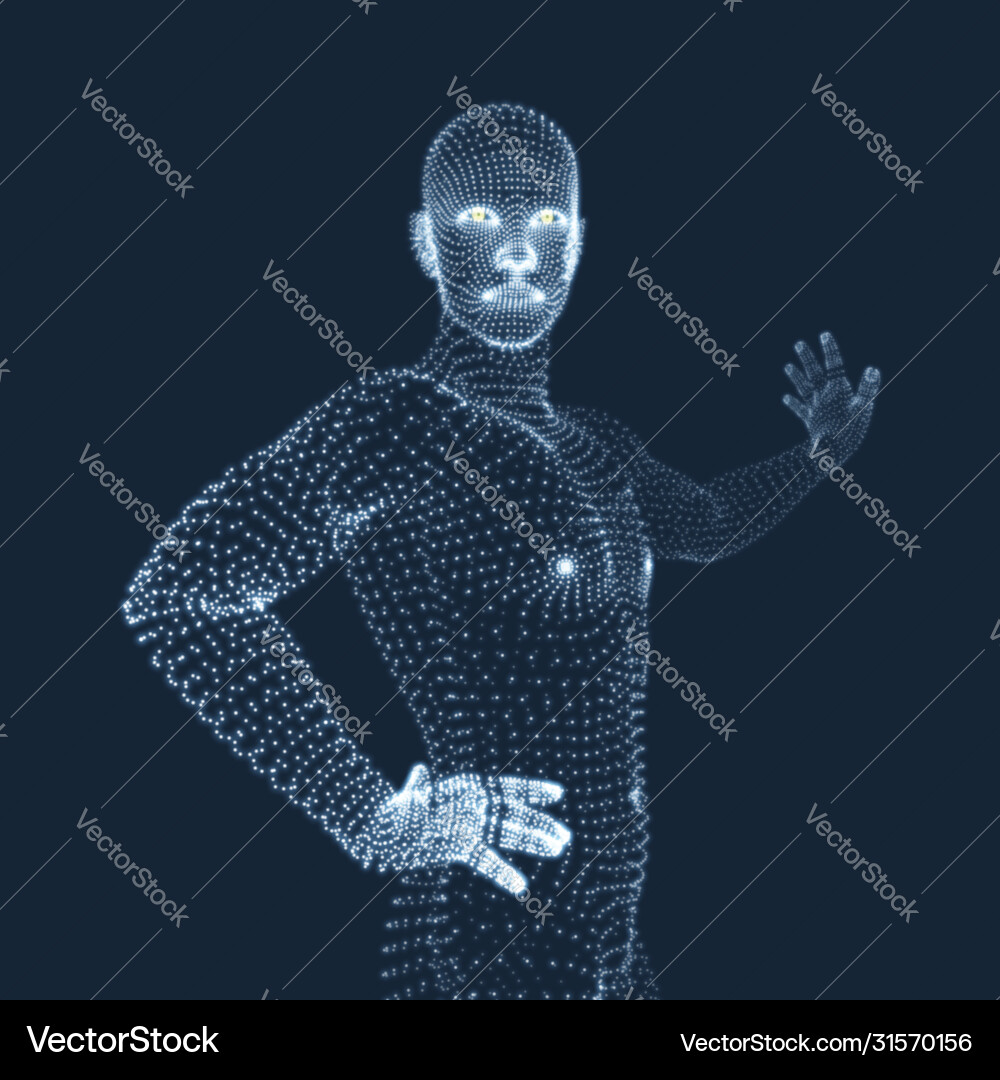 Man in a thinker pose 3d model geometric Man in a thinker pose 3d model geometric vector image