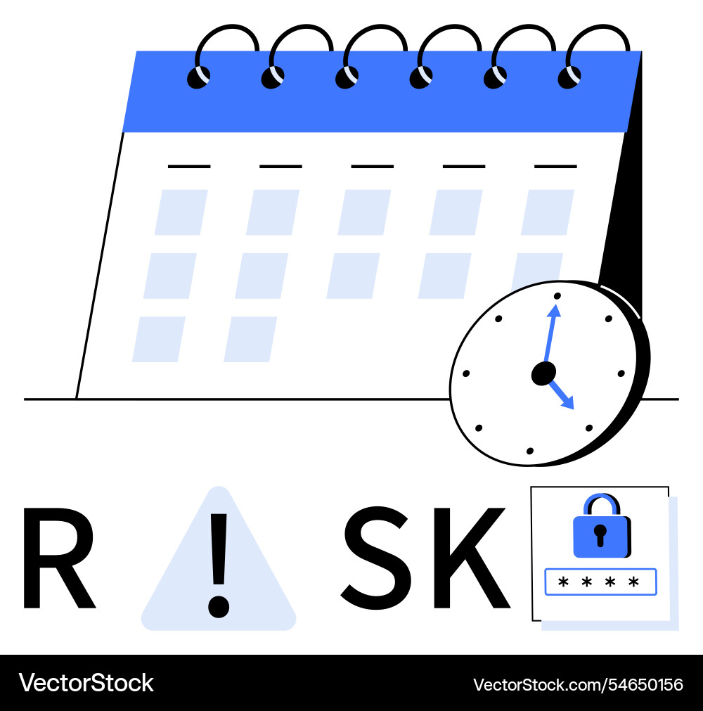 Managing risk over time with calendar clock Managing risk over time with calendar clock Vector Image