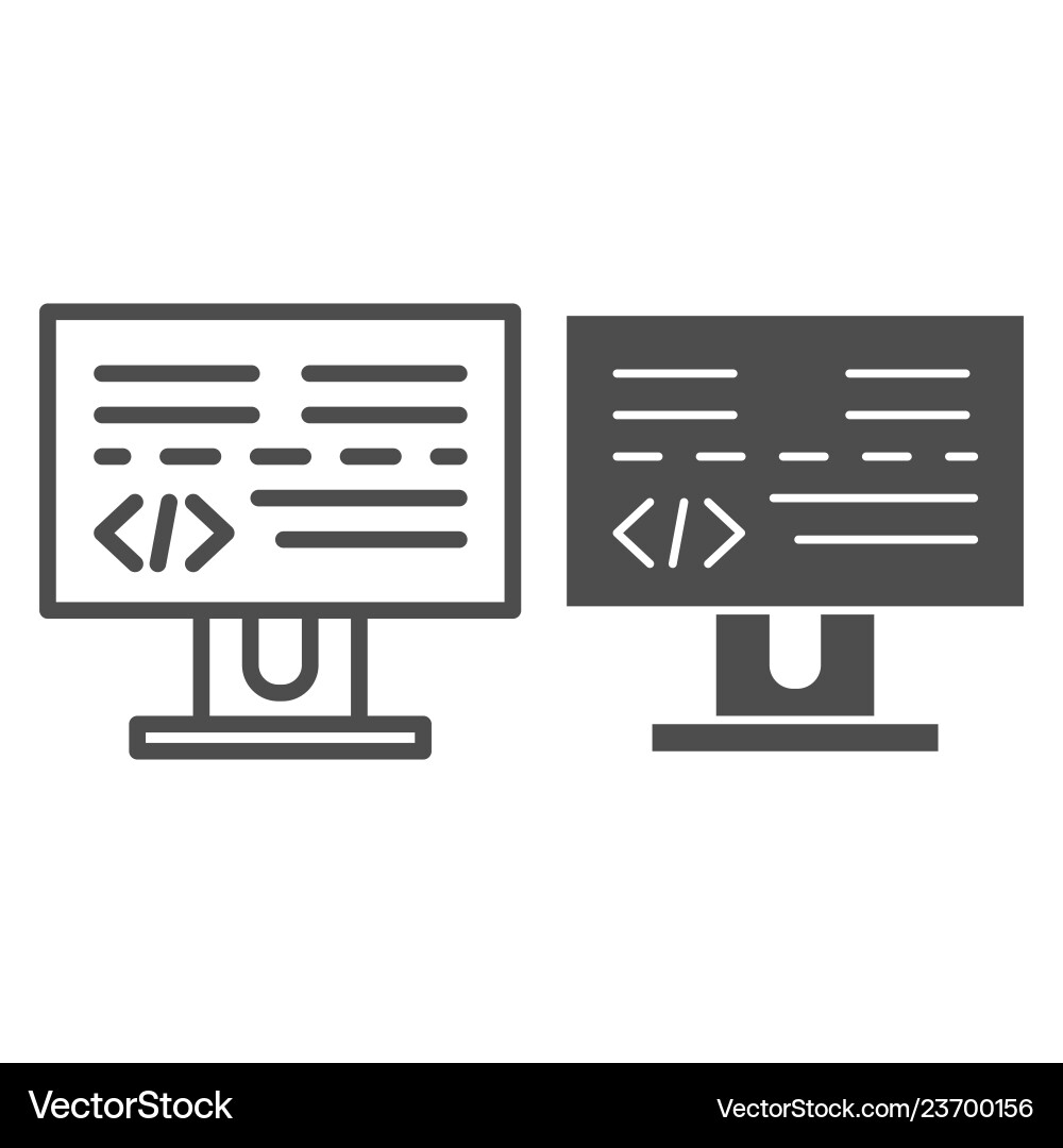 Programming line and glyph icon development Programming line and glyph icon development vector image