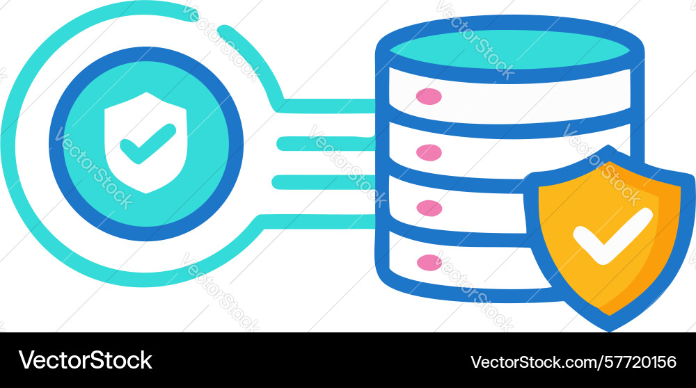 Secure database with checkmark protection icon vector image